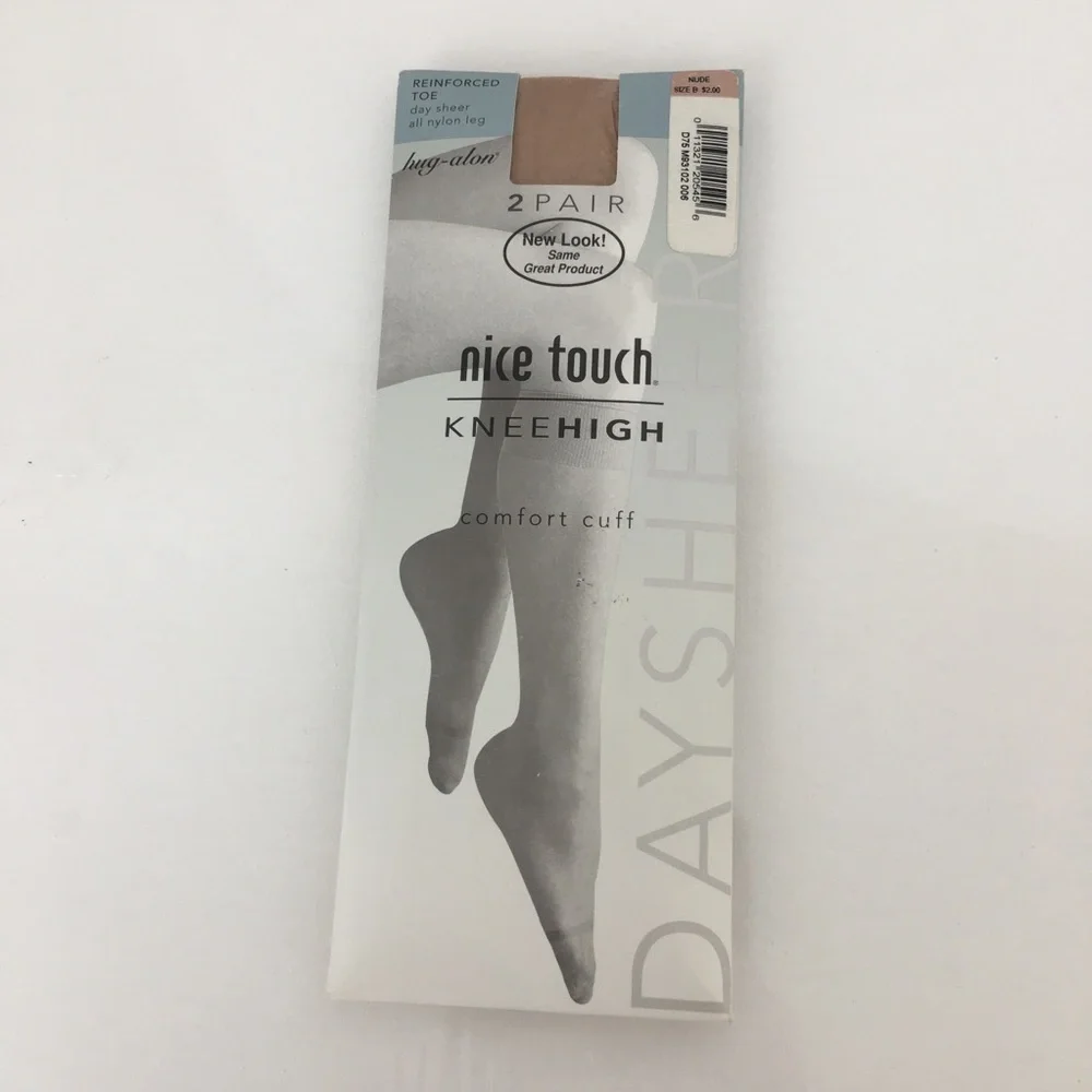 Vintage Nice Touch Set of 2 Control Top Nude Pantyhose Size D, E NEW & Kneehighs